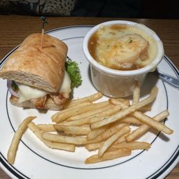 Chickens Sando and French onion soup Chickens Sando and French onion soup