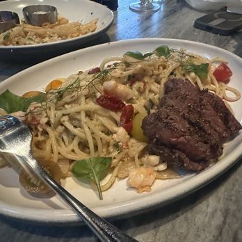 JOEY Valley Fair - You be the judge - 55$ Steak and lobster Spaghetti... Cooked to Medium temp Steak. - Sushi Bars Near Me - Santa Clara, California