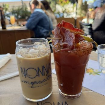 Nonna Mercato - Spanish milk tea and bloody mary with added bacon - Bakeries Near Me - Long Beach, California Nonna Mercato - Spanish milk tea and bloody mary with added bacon - Bakeries Near Me - Long Beach, California