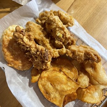 Maple Street Biscuit Company - Crispins 4 Pc Chicken Strip Basket The syrup on the chips the best - Breakfast & Brunch Near Me - Winter Garden, Florida Maple Street Biscuit Company - Crispins 4 Pc Chicken Strip Basket The syrup on the chips the best - Breakfast & Brunch Near Me - Winter Garden, Florida