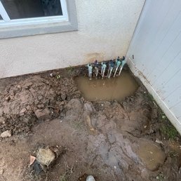 Water gushing after digging