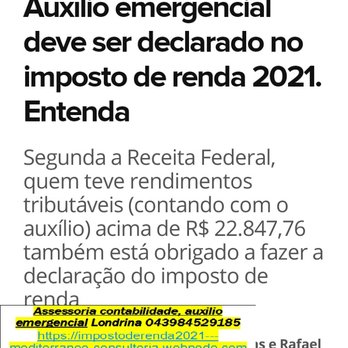 Rob's - Auxilio emergencial deve ser declarado no imposto de renda- Contador Jd. Igapó Contabilidade Londrina, Quem está obrigado declarar imposto d - Local Services Near Me - Londrina, Puerto Rico Rob's - Auxilio emergencial deve ser declarado no imposto de renda- Contador Jd. Igapó Contabilidade Londrina, Quem está obrigado declarar imposto d - Local Services Near Me - Londrina, Puerto Rico