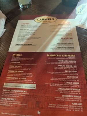 Menu photo 1 Carmel's Restaurant and Bar Asheville, NC Menu photo 1 Carmel's Restaurant and Bar Asheville, NC