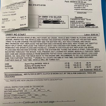A & B German Car Care - Invoice - Auto Repair Near Me - Rocklin, California A & B German Car Care - Invoice - Auto Repair Near Me - Rocklin, California