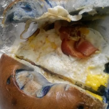 Mike's Bagel Deli & Pizza - Bacon, egg, Swiss on a blueberry bagel.   My fav. - Bagels Near Me - Roselle, New Jersey