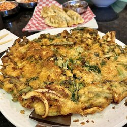 Manna Korean Cuisine - Tasty Onion pancake with squid @MannaKoreanCuisine (Rosemont)