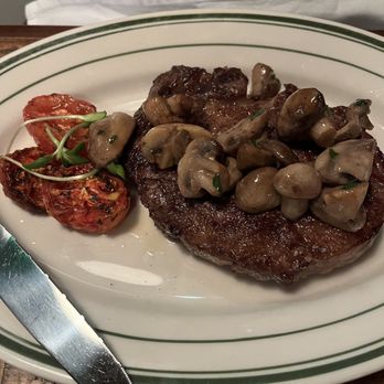 Barringer's Restaurant - Ribeye with mushrooms - Steakhouses Near Me - Fish Creek, Wisconsin