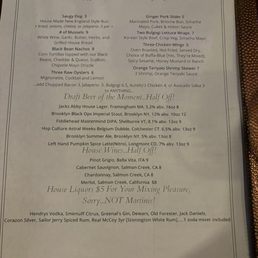 Happy hour menu