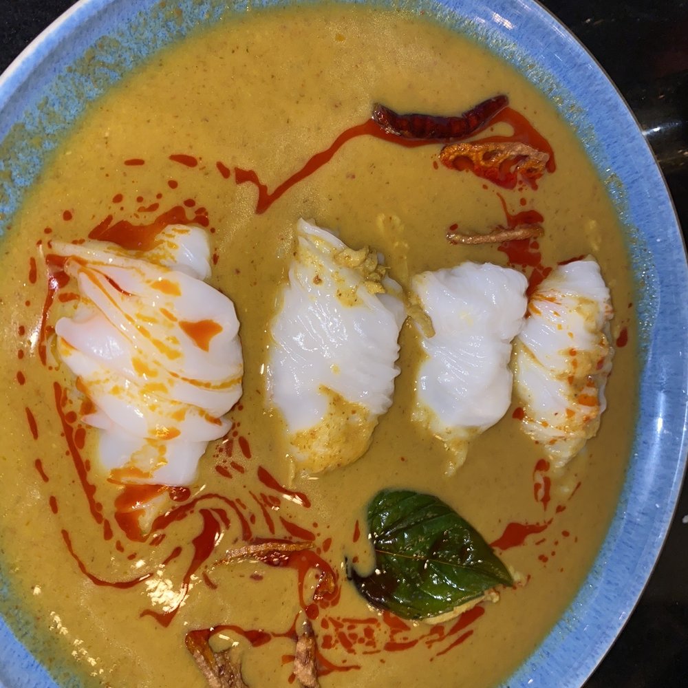 Valla Table - Crab Dumpling Curry with rice - Thai Near Me - New York, New York Valla Table - Crab Dumpling Curry with rice - Thai Near Me - New York, New York