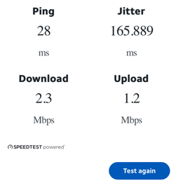 Just for comparison, my download speed from Spectrum in Los Angeles is usually between 300 - 500 Mbps. 2.3 is pretty much comatose. Just for comparison, my download speed from Spectrum in Los Angeles is usually between 300 - 500 Mbps. 2.3 is pretty much comatose.