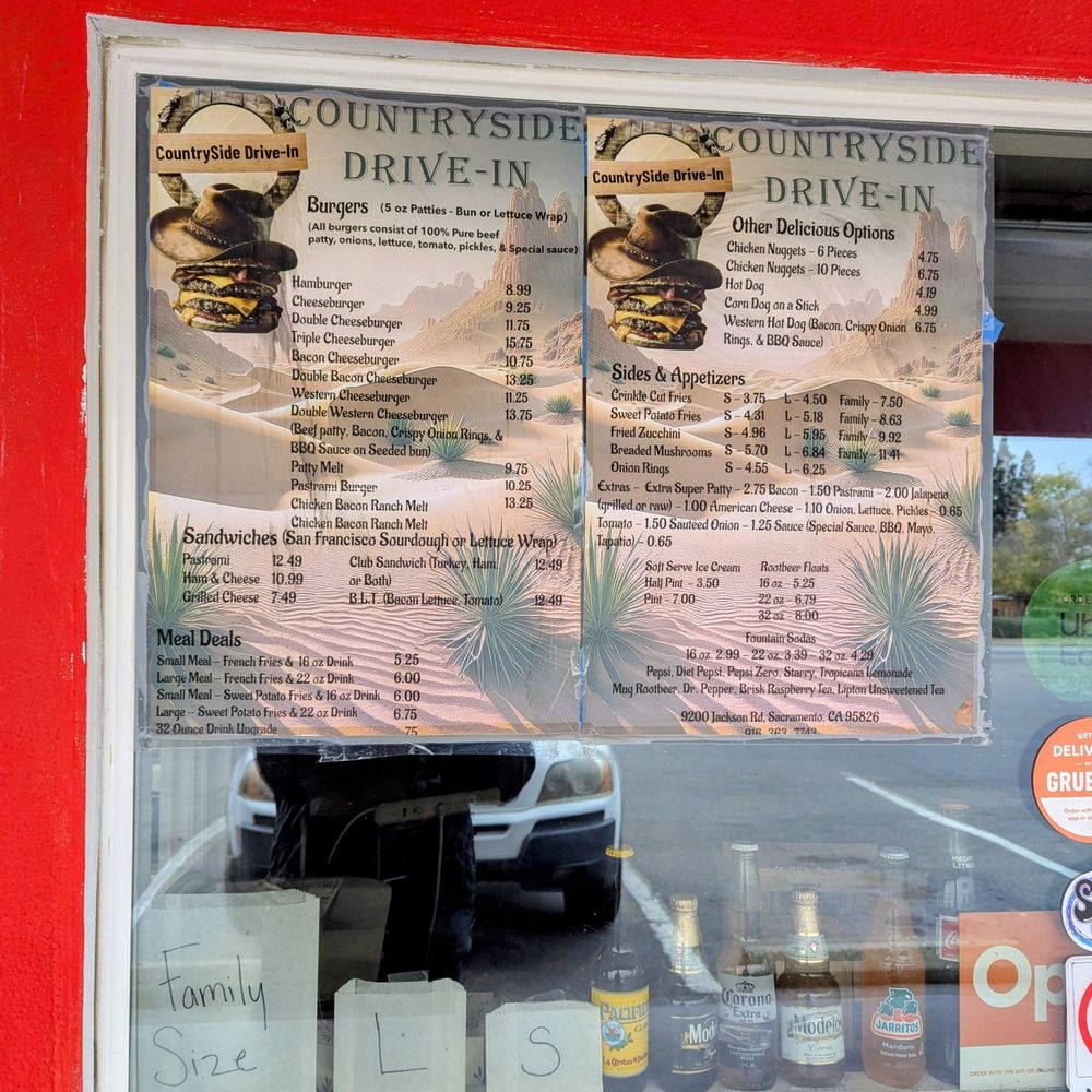 Countryside Drive In - Menu. - Burgers Near Me - Sacramento, California