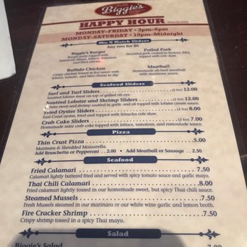 Biggie's - Happy Hour menu - Seafood Near Me - Carlstadt, New Jersey Biggie's - Happy Hour menu - Seafood Near Me - Carlstadt, New Jersey