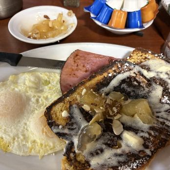 The Delectable Egg - Downtown - French Toast Royale with Grandma's Apples (With Almonds) topping - Breakfast & Brunch Near Me - Denver, Colorado