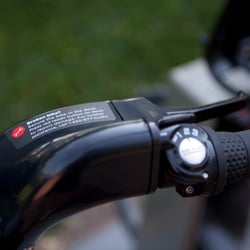 CoGo Bike Share - Detail: right handlebar sticker, explaining what to do if your bike requires a repair