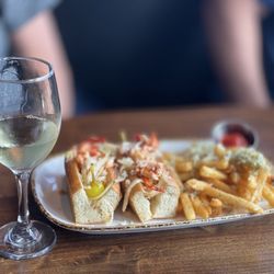 Kicker's - Lobster roll with garlic Parmesan fries.