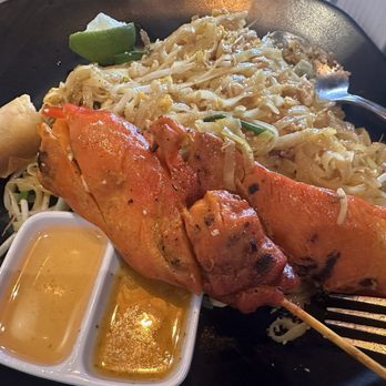 Thai Delight Restaurant - Pad Thai All Day Special with chicken satay and egg roll - Thai Near Me - Artesia, California Thai Delight Restaurant - Pad Thai All Day Special with chicken satay and egg roll - Thai Near Me - Artesia, California