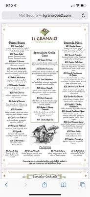 Menu photo 2 IL Granaio - Phoenixville Phoenixville, PA