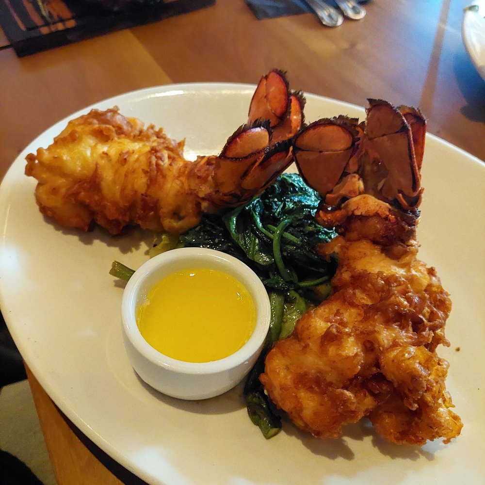 Cuts Steakhouse - Fried lobster, sub mash for vege which was a few bits of asparagus (gestational diabetic) - Steakhouses Near Me - Suwanee, Georgia