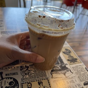 Espresso Yourself Coffee & Cafe - Oatmilk latte with coffee iced cubes - Coffee & Tea Near Me - St. Louis, Missouri Espresso Yourself Coffee & Cafe - Oatmilk latte with coffee iced cubes - Coffee & Tea Near Me - St. Louis, Missouri