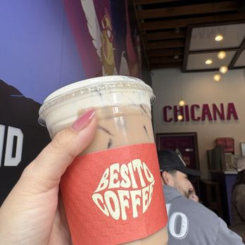 Besito Coffee by Chicana - Iced Chai tea with vanilla bean cold foam - Vegan Near Me - Fullerton, California Besito Coffee by Chicana - Iced Chai tea with vanilla bean cold foam - Vegan Near Me - Fullerton, California