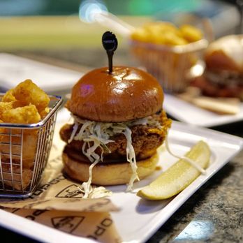 Topgolf - Fried chicken sandwich & porchetta burger - Golf Near Me - Roseville, California Topgolf - Fried chicken sandwich & porchetta burger - Golf Near Me - Roseville, California
