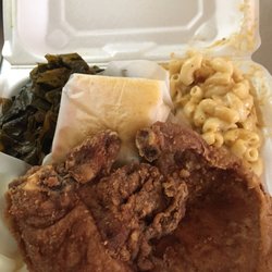 Taste of Soul By Dips - Fried pork chops, greens, mac and cheese and cornbread.