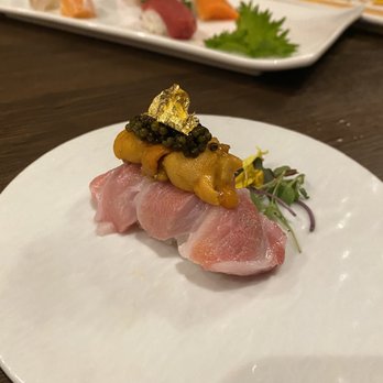 Gurume Sushi - The otoro, uni, and caviar. They even added a piece of gold flake. Super Good! - Japanese Near Me - Irvine, California Gurume Sushi - The otoro, uni, and caviar. They even added a piece of gold flake. Super Good! - Japanese Near Me - Irvine, California