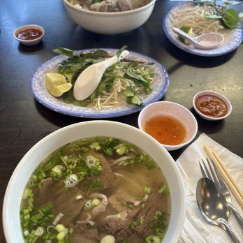 Double Bamboo - Small pho (close up) and jumbo pho (further) - Vietnamese Near Me - Stanton, California