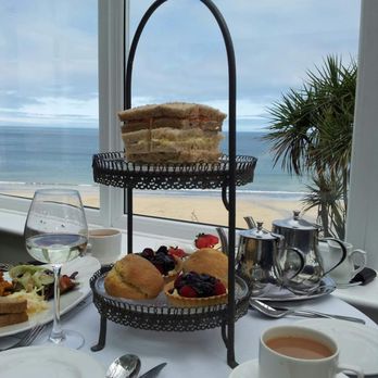 Carbis Bay Hotel - Wow, a high tea with a view like this! - Hotels Near Me