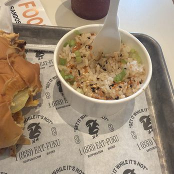 fuku - garlic fried rice and a double chicken mashed burger fusion slushy - Chicken Shop Near Me - West Palm Beach, Florida fuku - garlic fried rice and a double chicken mashed burger fusion slushy - Chicken Shop Near Me - West Palm Beach, Florida