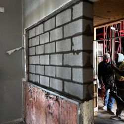 All Hands Masonry - Interior Block wall build