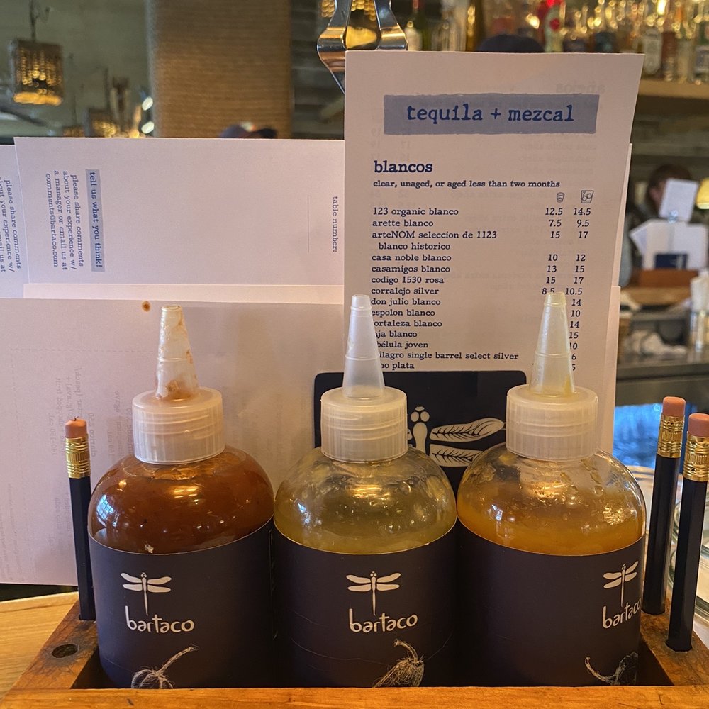 Bartaco - House hot sauces. - Tacos Near Me - Denver, Colorado