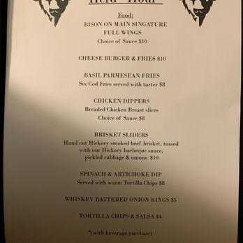 The Bison on Main - Menu - Pubs Near Me - Bothell, Washington