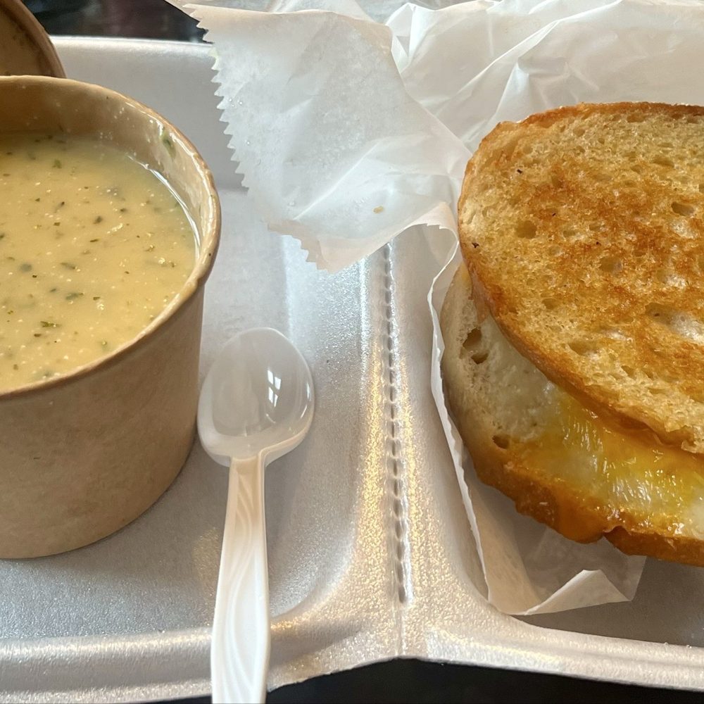 The Snack Shack - Large Broccoli Cheese Soup with Homemade Provolone & Cheddar Grilled cheese on Italian bread. - Candy Stores Near Me - Casper, Wyoming The Snack Shack - Large Broccoli Cheese Soup with Homemade Provolone & Cheddar Grilled cheese on Italian bread. - Candy Stores Near Me - Casper, Wyoming