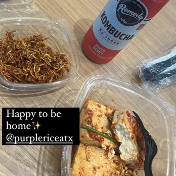 Purple Rice - Tofu Jorim, gochujang anchovies, and yukjaejang - Korean Near Me - Austin, Texas
