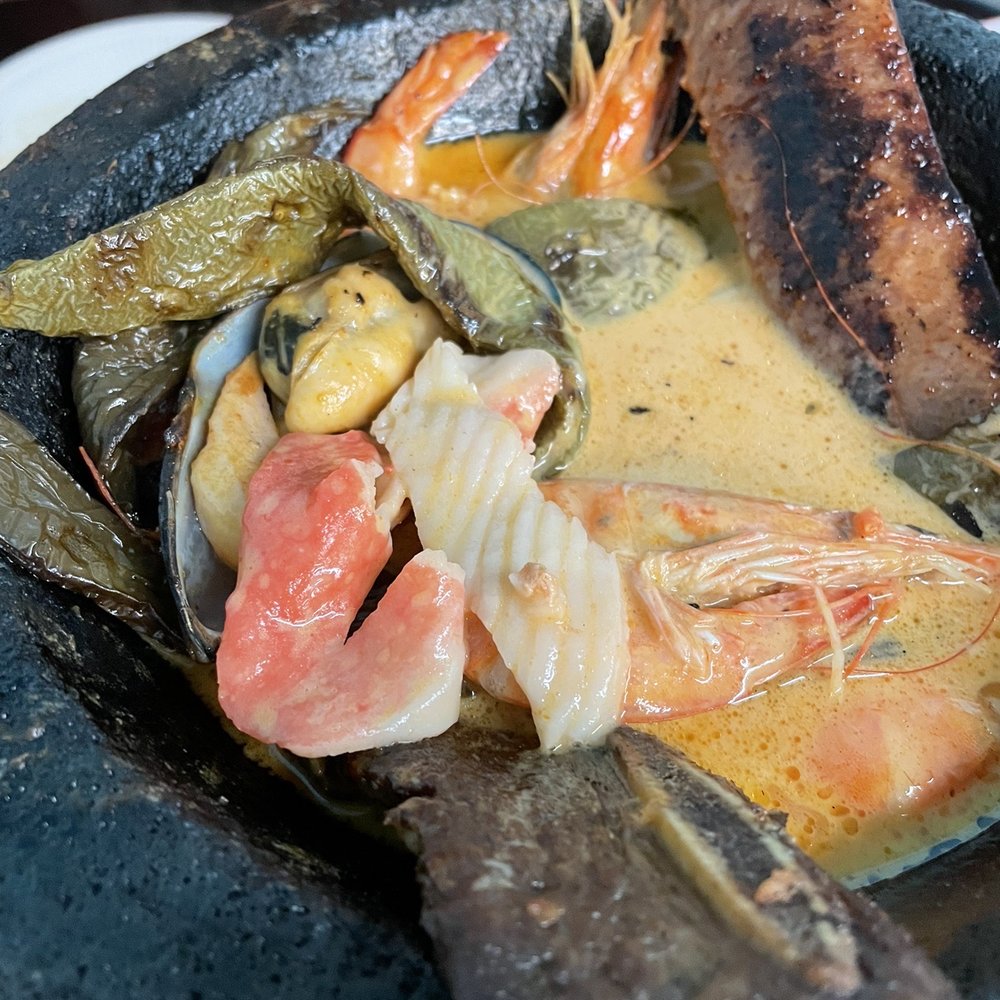 Imitation crab in the molcajete instead of actual crab as pictured on the menu Imitation crab in the molcajete instead of actual crab as pictured on the menu