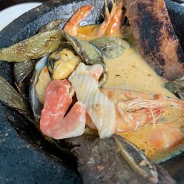 Imitation crab in the molcajete instead of actual crab as pictured on the menu