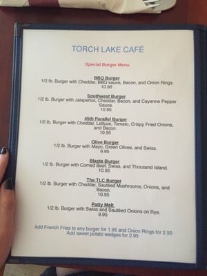 Menu photo 8 Torch Lake Cafe Central Lake, MI