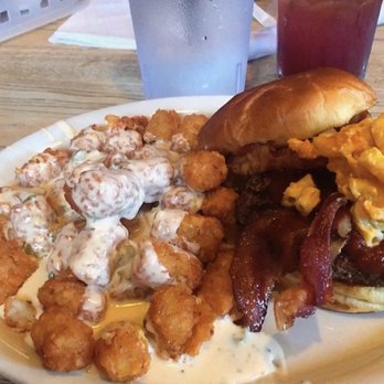 Vortex Bar & Grill - BBQ bacon Mac & cheese burger w/ cheese tots - American Near Me - Atlanta, Georgia