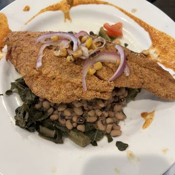 Mardi Gras Tuesday "A Taste Of New Orleans" Sherman Oaks - Catfish with Black Eyed Peas and collard greens - Cajun/Creole Near Me - Sherman Oaks, California Mardi Gras Tuesday "A Taste Of New Orleans" Sherman Oaks - Catfish with Black Eyed Peas and collard greens - Cajun/Creole Near Me - Sherman Oaks, California