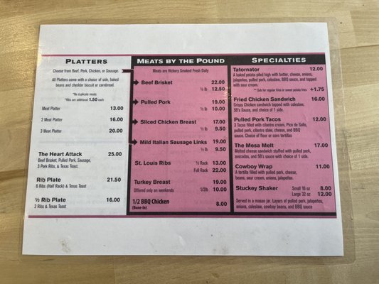 Menu photo 2 5 B's BBQ Gunnison, CO