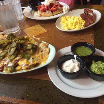 Momo's Cafe - Chicken nachos, waffles with fruit, eggs and bacon - American Near Me - Vallejo, California Momo's Cafe - Chicken nachos, waffles with fruit, eggs and bacon - American Near Me - Vallejo, California