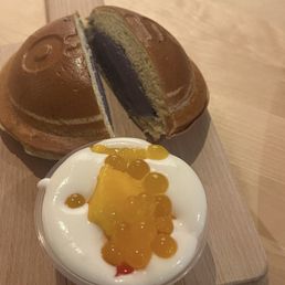 Bread filled with Taro Sweet Ball with Milk