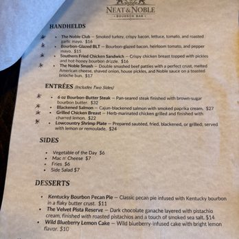 Neat & Noble - Entree menu - Bars Near Me - Summerville, South Carolina