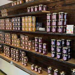 The shelf full of organic goodness made fresh in the building behind the breakfast spot!