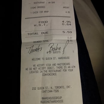 Queen St Warehouse - What the hot waiter wrote on my check. You sir know how to earn big tips. And it worked ;) - Bars Near Me - Toronto, Ontario Queen St Warehouse - What the hot waiter wrote on my check. You sir know how to earn big tips. And it worked ;) - Bars Near Me - Toronto, Ontario