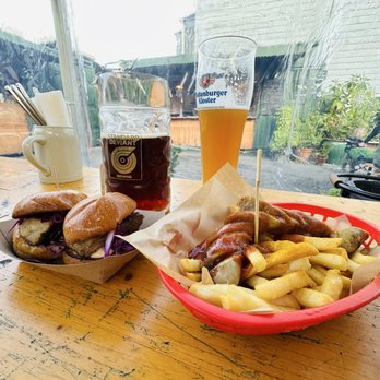 Biergarten - Pork belly sliders, currywurst with fries - German Near Me - San Francisco, California