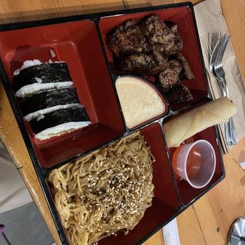 Ashim's Hibachi Grill - Teriyaki New York Strip Bento Box Noodles with order - Japanese Near Me - Fort Worth, Texas