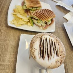 A,delicious Torta Hawaiina and a hot chocolate A,delicious Torta Hawaiina and a hot chocolate