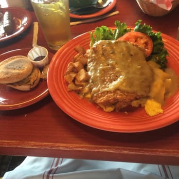 The Range Cafe - Chicken fried steak and eggs with English muffin and tropical green tea. - Mexican Near Me - Albuquerque, New Mexico The Range Cafe - Chicken fried steak and eggs with English muffin and tropical green tea. - Mexican Near Me - Albuquerque, New Mexico